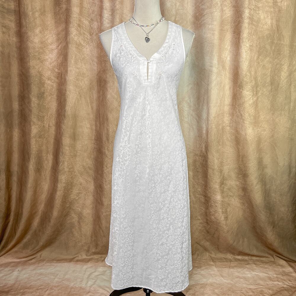 Vintage Rocaille Slip Dress 90s Jacquard Pattern Dress Floral Romantic Coquette